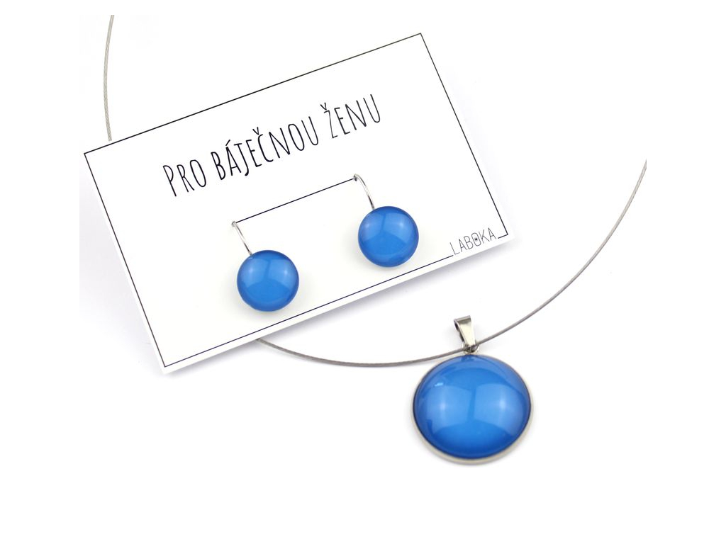 Modrý set - visací náušnice + náhrdelník