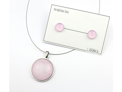 Set světle růžový - náušnice + náhrdelník