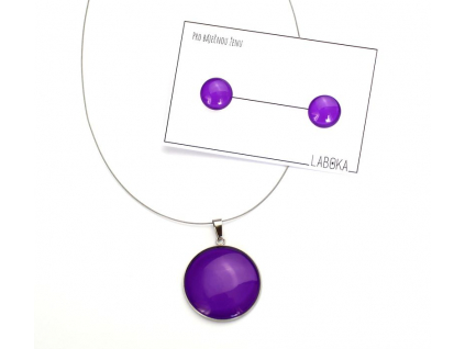 Set fialový - náušnice + náhrdelník