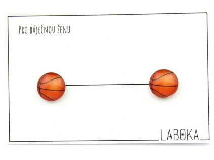 Basketbalový míč náušnice skleněné pecky