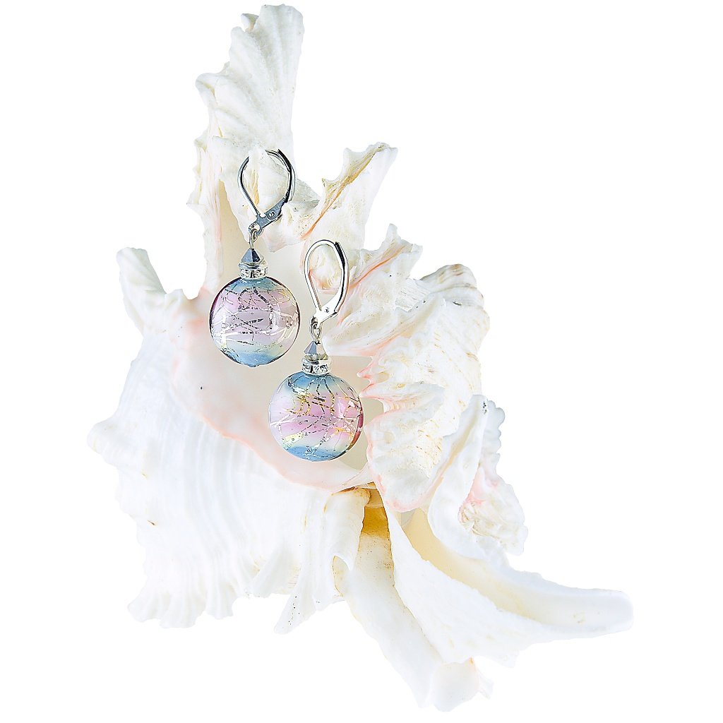 Pastel Dream fülbevalók színezüst díszítéssel Lampglas gyöngyben