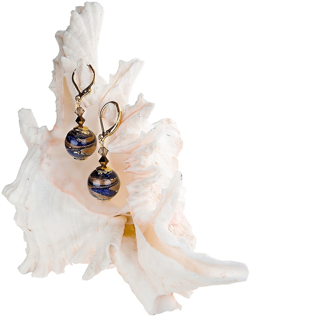 Lenyűgöző Egyptian Romance fülbevalók 24 karátos arany díszítésű Lampglas gyöngyökkel