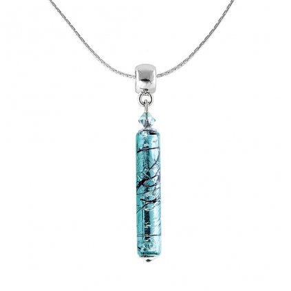 Turquoise Love nyaklánc színezüsttel díszítve Lampglas gyöngyben