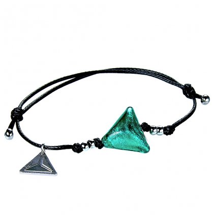 Green Triangle karkötő  színtiszta ezüsttel a Lampglas gyöngyben