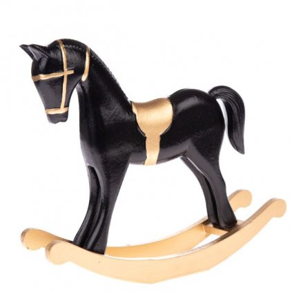 Koník drevený čierno zlatý