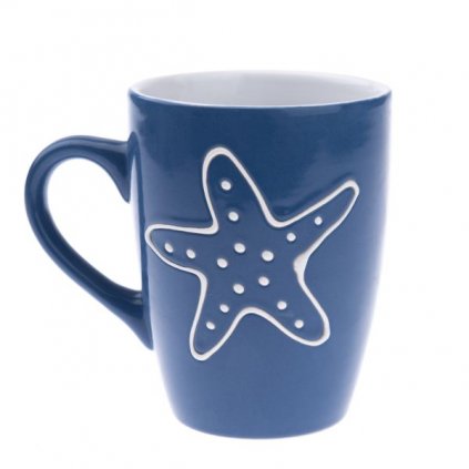 hrnček s hviezdičkou keramicky tmavo modrý 8,2 × 10,5 × 8,2(310ml)cm