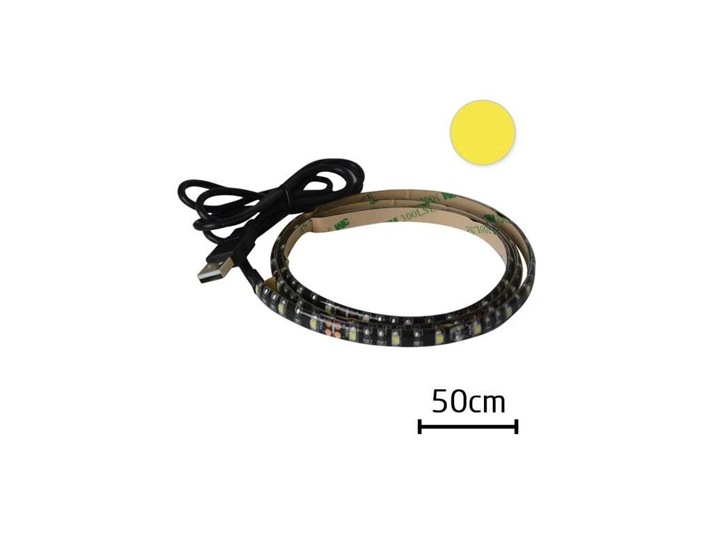Tipa LED pásek s USB 50cm 60ks/m 3528 4.8W/m,voděodolný, Teplá