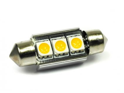 LED autožárovka LED C5W 3 SMD 5050 CAN BUS 39mm Teplá bílá