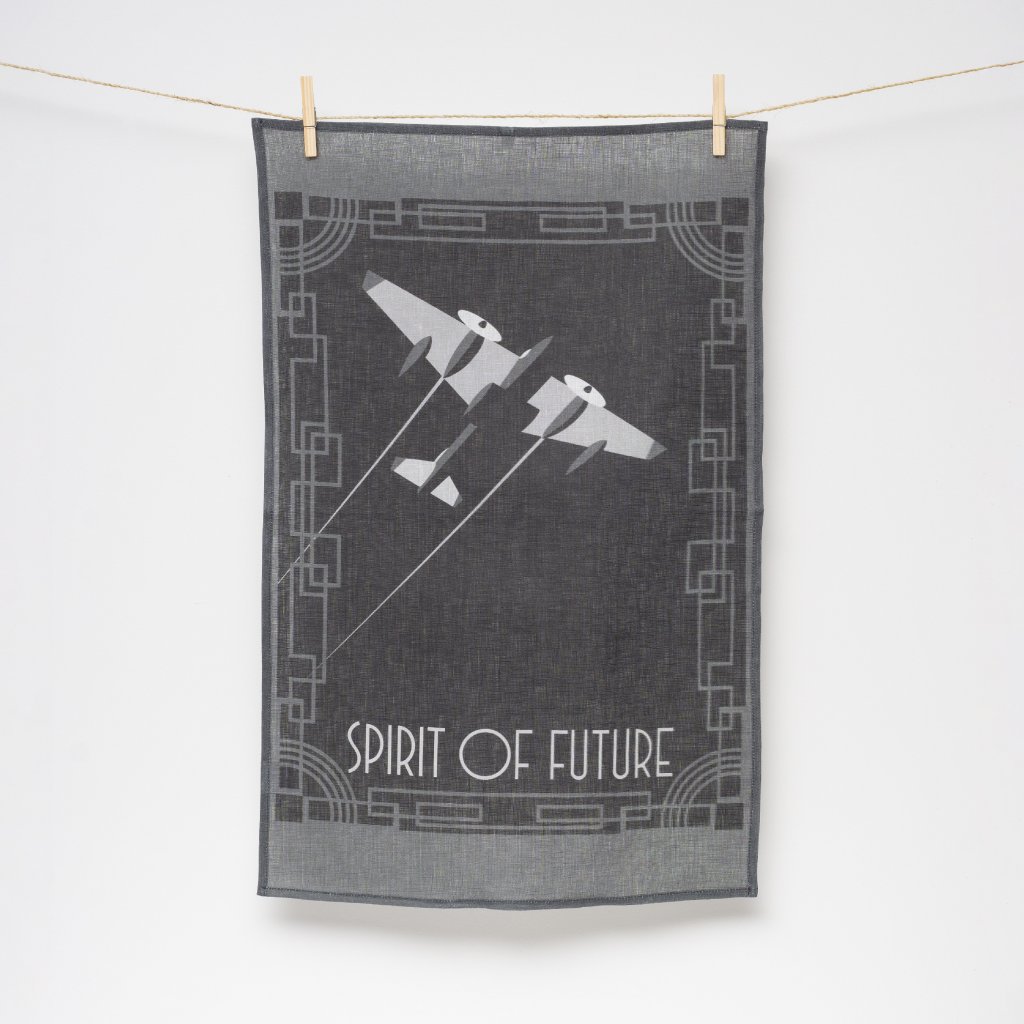 Lněná utěrka duch budoucnosti - letadlo/ spirit of future - plane