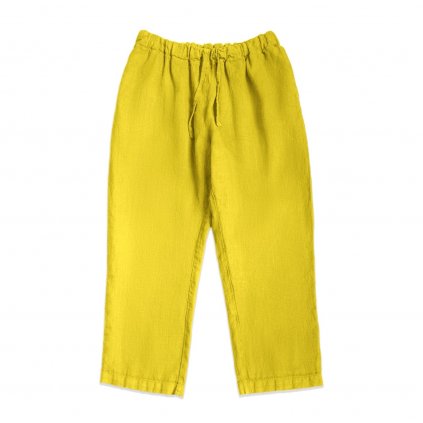 Lněné kalhoty - Cargo žluté_1