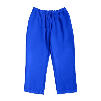 Lněné kalhoty - Cargo modré_1