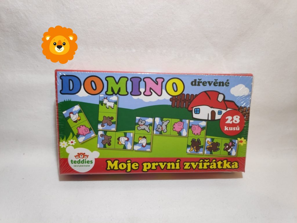 Domino Moje první zvířátka dřevo 28ks v krabičce 17x9x3,5cm