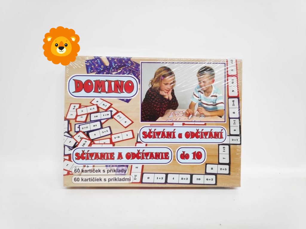 Domino sčítání a odčítání do 10, společenská hra v krabici 22x16x3cm