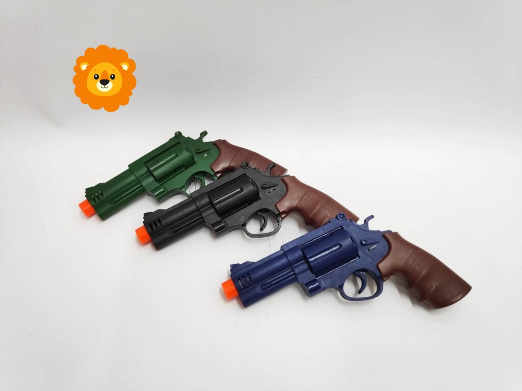 Pistole/revolver plast 17x11cm na baterie se světlem, zvukem 3 barvy