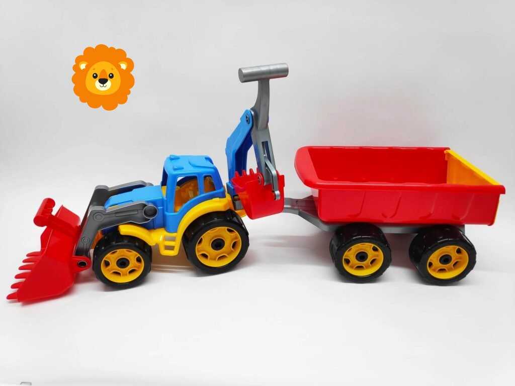 Traktor 30cm bagr+nakladač s vlekem 30cm  plast, volný chod
