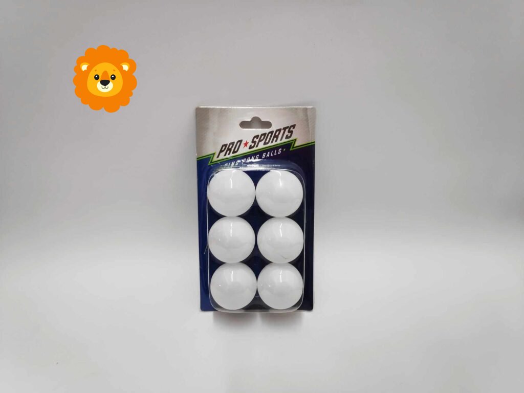 Míčky na stolní tenis/ping pong bílé plast 4cm 6 ks na kartě
