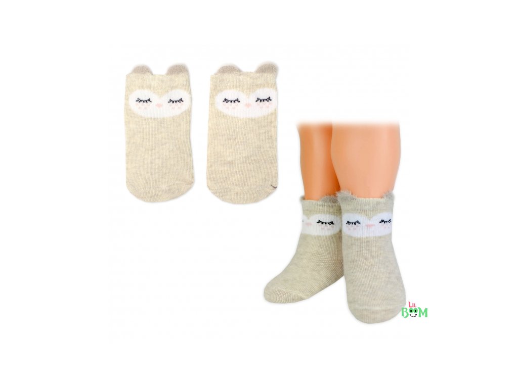 Dívčí bavlněné ponožky Smajlík 3D - capuccino - 1 pár
