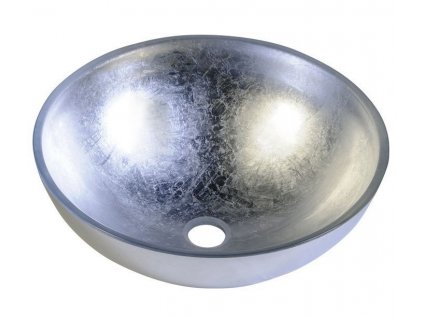 MURANO ARGENTO skleněné umyvadlo na desku, průměr 40cm, stříbrná