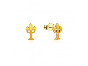 Disney Beauty and the Beast Lumiere Stainless Steel Yellow Gold Couture Kingdom Stud Earrings SPE140G