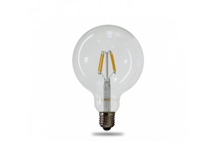 LED žiarovka E27 G125 6W teplá biela filament