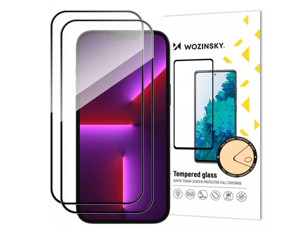 2ks Celoplošné tvrzené sklo s rámečkem pro pouzdro Wozinsky Full Glue iPhone 15 - černé