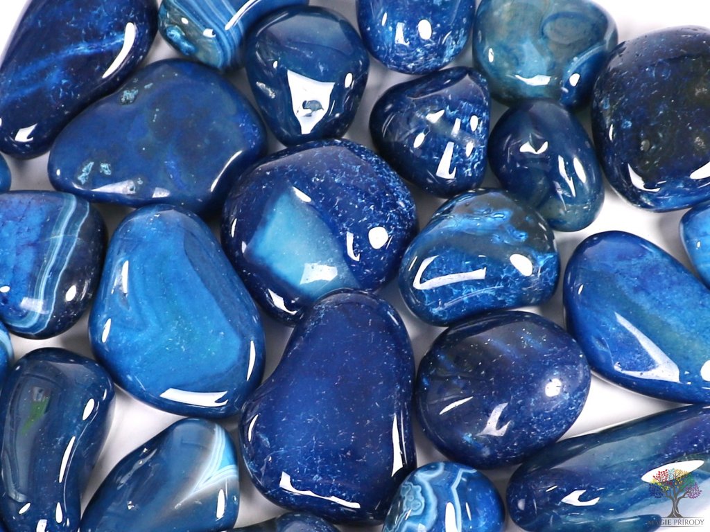 Tromlovaný kámen Achát modrý tmavý XXL velikost 35 - 60 mm - USA #335