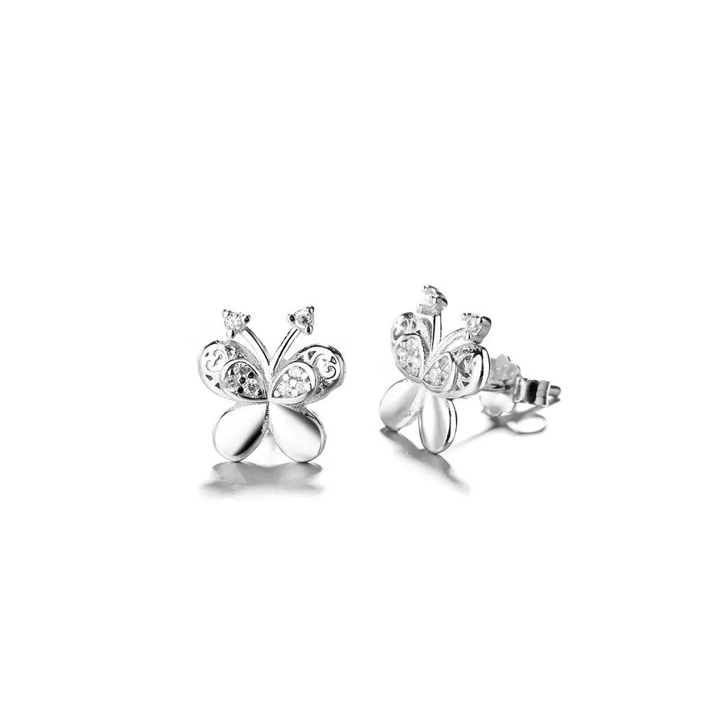 10170 romantyczne srebrne kolczyki motyle z antenkami idealny prezent dla dziewczyny kup w majya cz