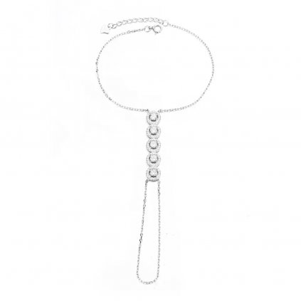 10089 srebrna bransoletka z małą zawieszką z cyrkoniami na palec, tylko dla kobiet