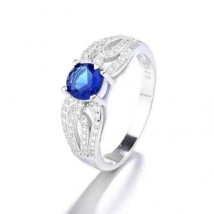 10045 srebrny pierścionek niebieski szafir z cyrkoniami kup na majya