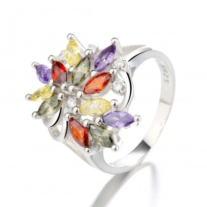 10081 srebrny pierścionek kwiat z cyrkoniami kup na majyacz