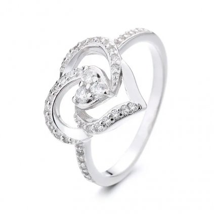 10214 srebrny pierścionek romantyczne serce z cyrkoniami