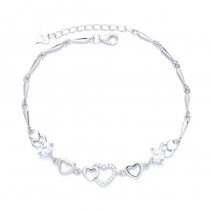 10106 romantyczna srebrna bransoletka połączone serce z cyrkoniami dla kobiet kup na majyacz