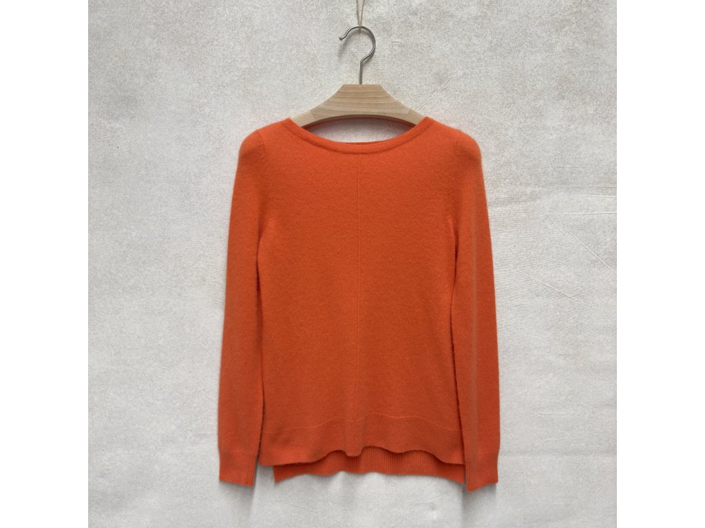 Neonově oranžový svetr ze 100% kašmíru