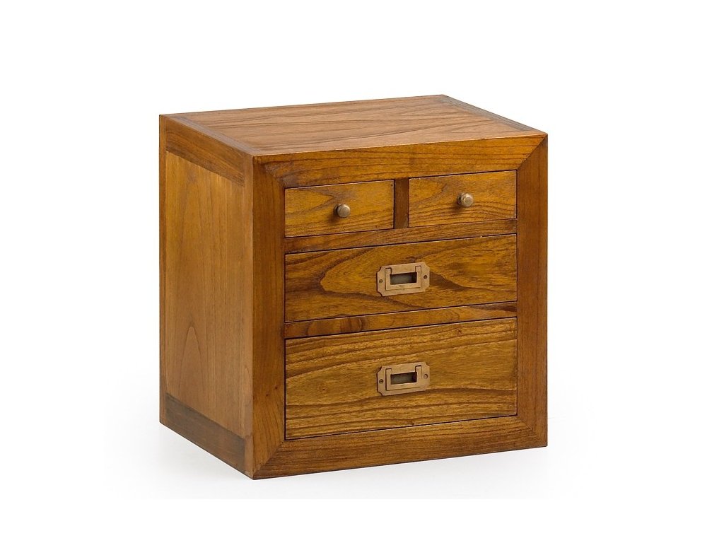 Dřevěný noční stolek Star se zásuvkami v koloniálním stylu