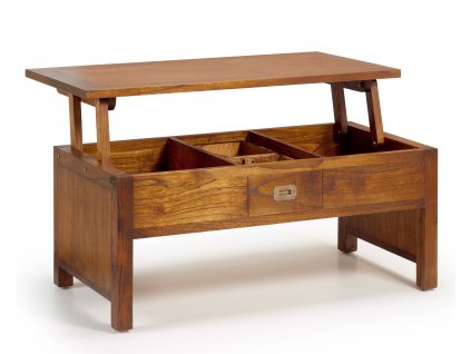 Masivní konferenční stolek s výklopnou vrchní deskou s jedinečnou kresbou dřeva