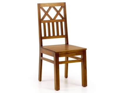 Koloniální jídelní židle z masivu exotického dřeva v medově hnědé barvě s jedinečnou kresbou