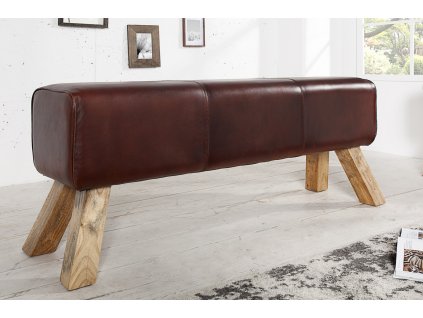 Stylová lavice Bock II 120cm brown kůže