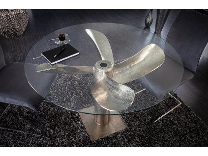 Originální kulatý konferenční stolek Ocean 105cm stříbrná