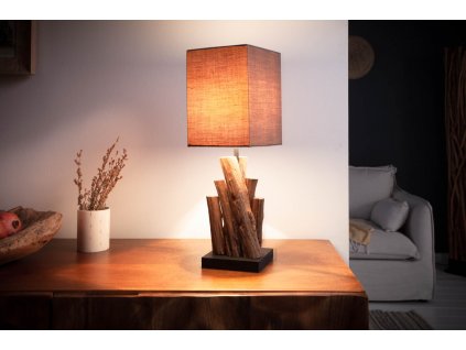 Stylová stolní lampa Natural Wood 45cm akácie hnědá