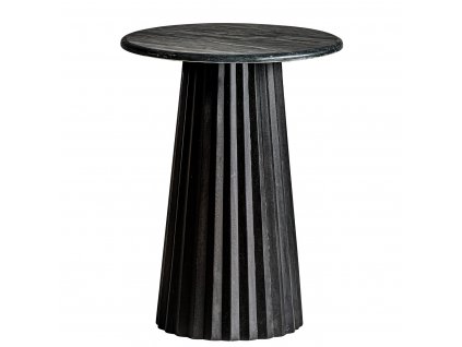 Luxusní barový stolek Marbella 63cm černý s mramorovou deskou, kulatý
