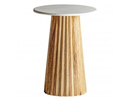 Luxusní barový stolek Marbella 63cm přírodní s mramorovou deskou, kulatý