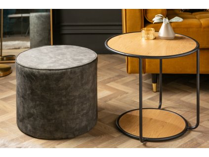 Stylový stolek s taburetem Studio 55cm dub/černá/šedá