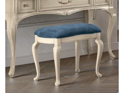 Luxusní zámecký taburet Victoria bílý s modrým sedákem