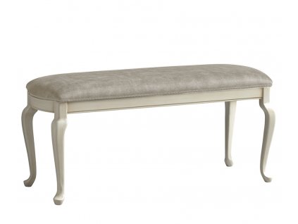 Luxusní zámecká lavice Victoria 112cm bílá s krémovým sedákem