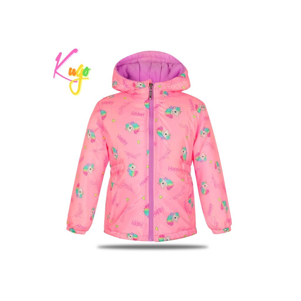 Dívčí zimní kabát/bunda- KUGO KM9982 - růžový