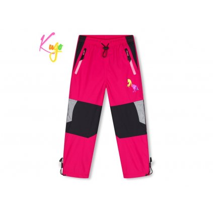 Dívčí  zateplené šusťákové kalhoty KUGO DK7128  - celo růžové