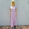 Dámské dlouhé šaty s rozparkem 0137 - fialové