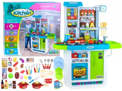 Dětská kuchyňka s potravinami a nádobím modrá01