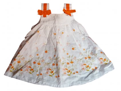 Bílé šatičky s oranžovými květy