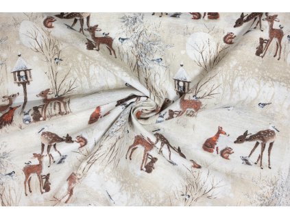 bavlna rezna zimni setkani zviratek v lese